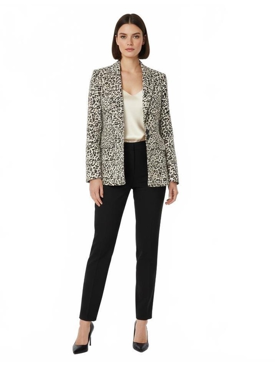 entro Jackets & Blazers - Entro Women’s Medium Leopard Print Blazer Cream Black Animal Print Jacket